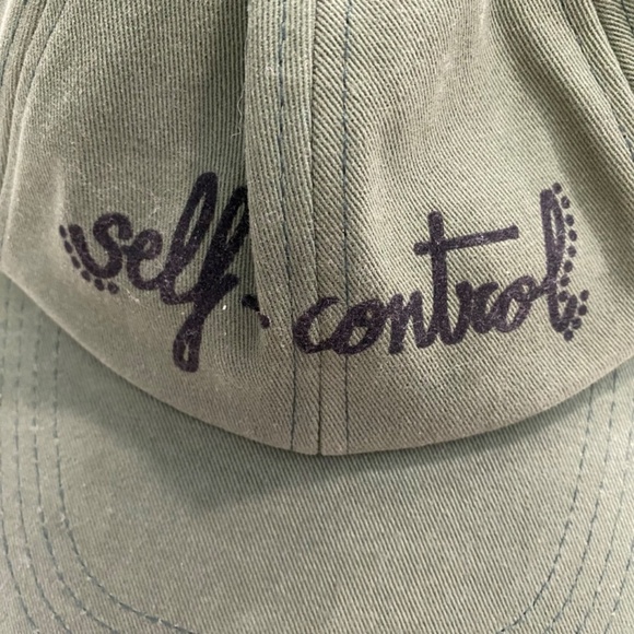Zara Adjustable Ball Cap "Self Control". Military Green. One Size - Picture 2 of 6